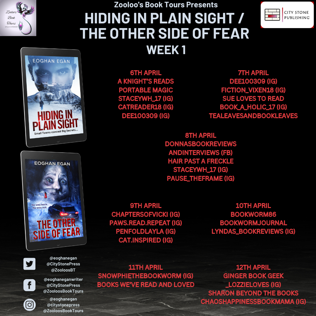 Starting Soon Hiding in Plain Sight and The Other Side of Fear by