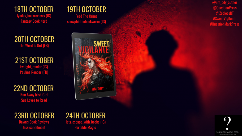 #AndThatsAWrap – #SweetVigilante by Jim Ody @Jim_Ody_Author @QuestionPress #BookTour #ZooloosBookTours