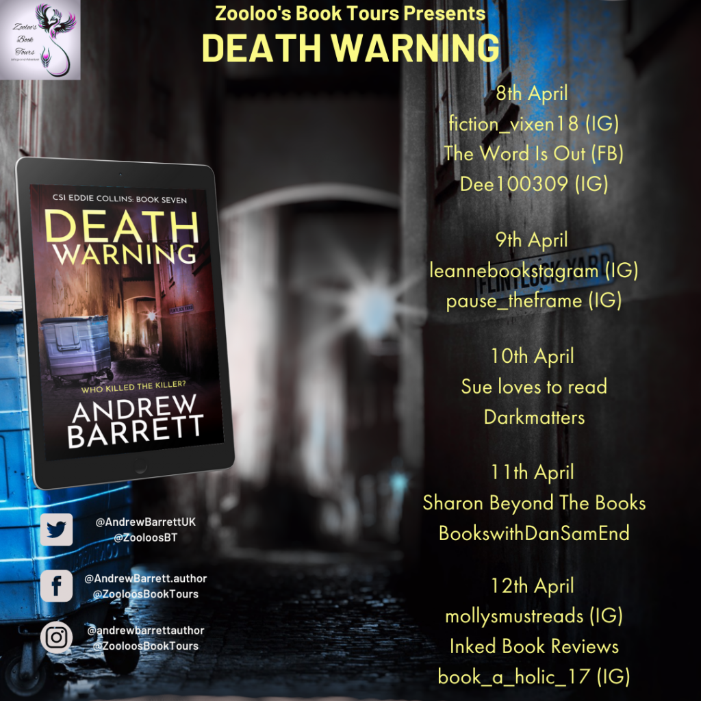 Starting Soon – Death Warning by Andrew Barrett @AndrewBarrettUK #DeathWarning  #ZooloosBookTours