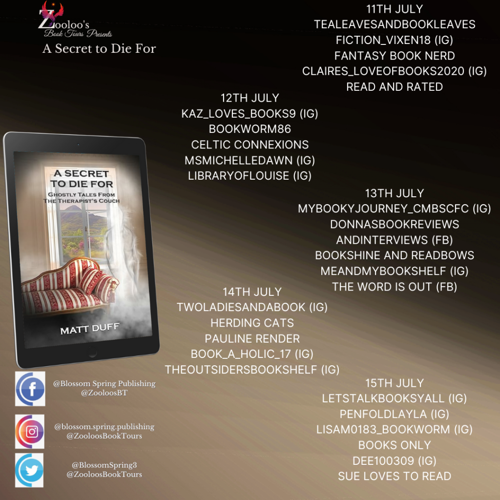 Starting Soon – A Secret to Die For By Matt Duff @blossomspring3 #ASecretToDieFor #ZooloosBookTours