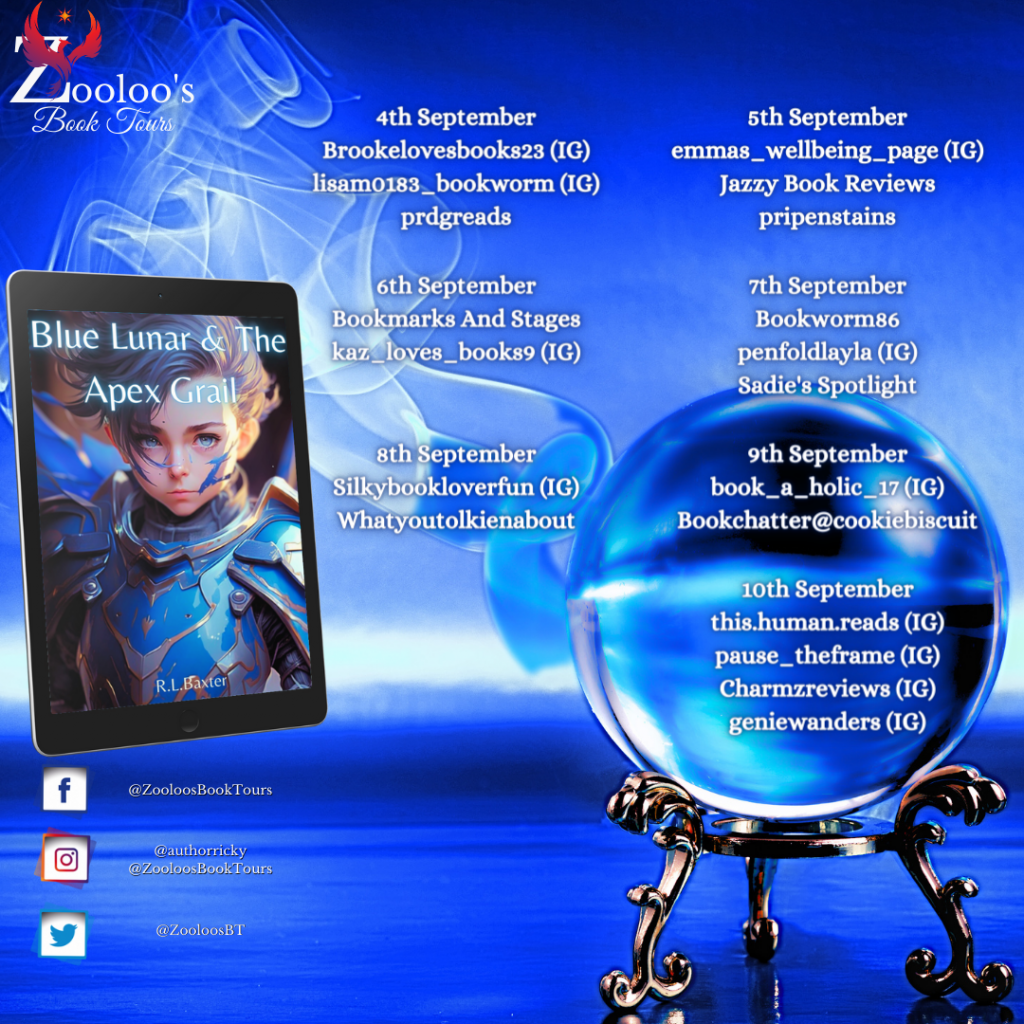 Starting Soon – Blue Lunar and The Apex Grail by Ricky Baxter #RickyBaxter #BlueLunarAndTheApexGrail #ZooloosBookTours